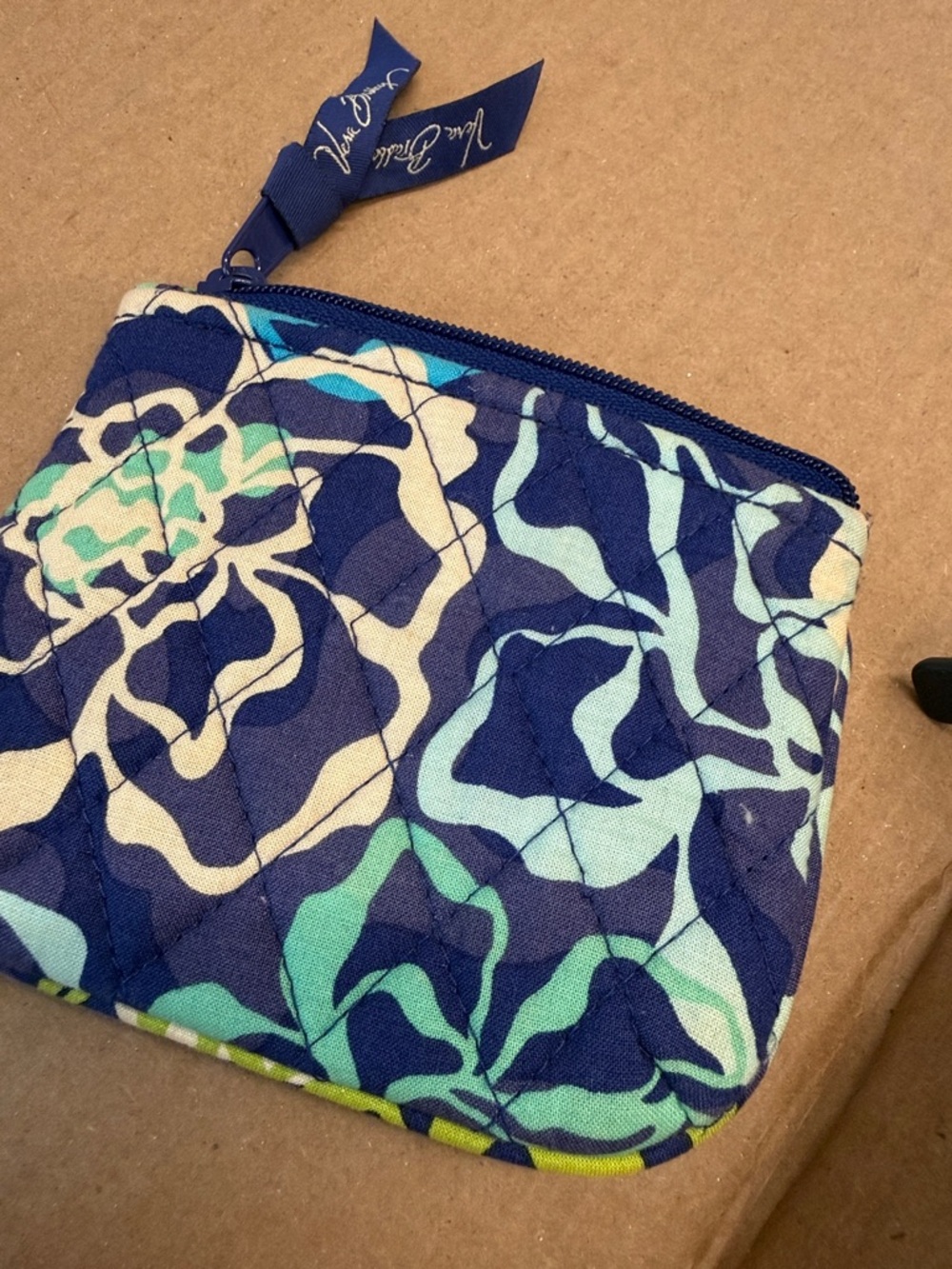 Vera Bradley Navy Blue Floral Quilted Cosmetic Pouch